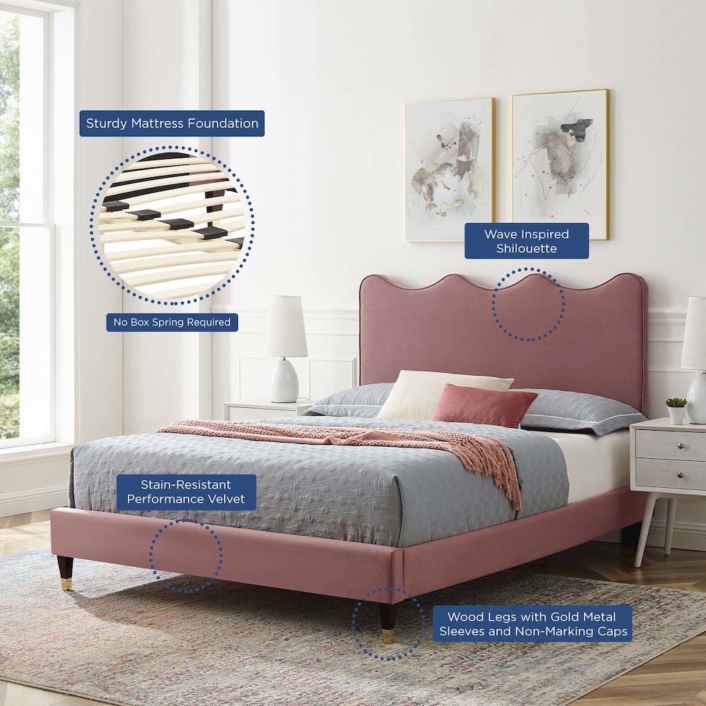 Current Performance Velvet Twin Platform Bed. Picture 9