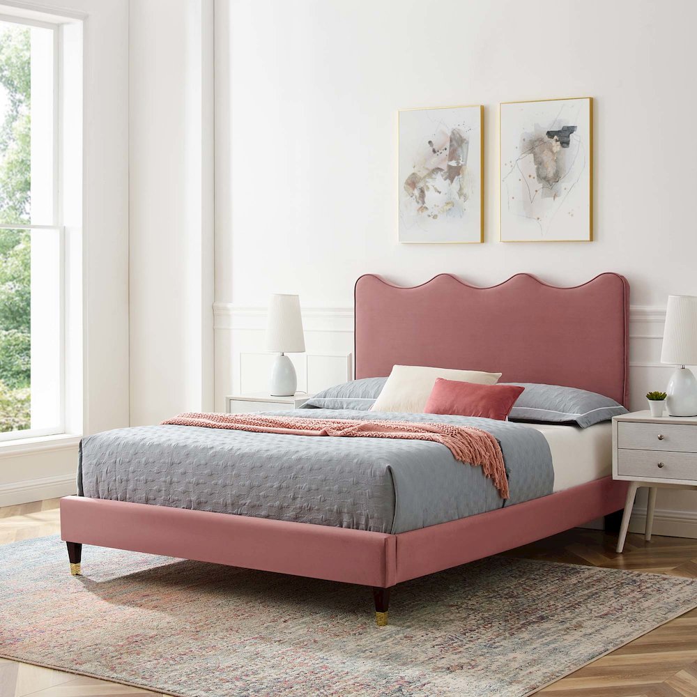 Current Performance Velvet Twin Platform Bed. Picture 8