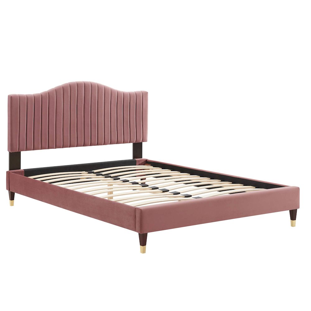 Juniper Channel Tufted Performance Velvet King Platform Bed. Picture 4