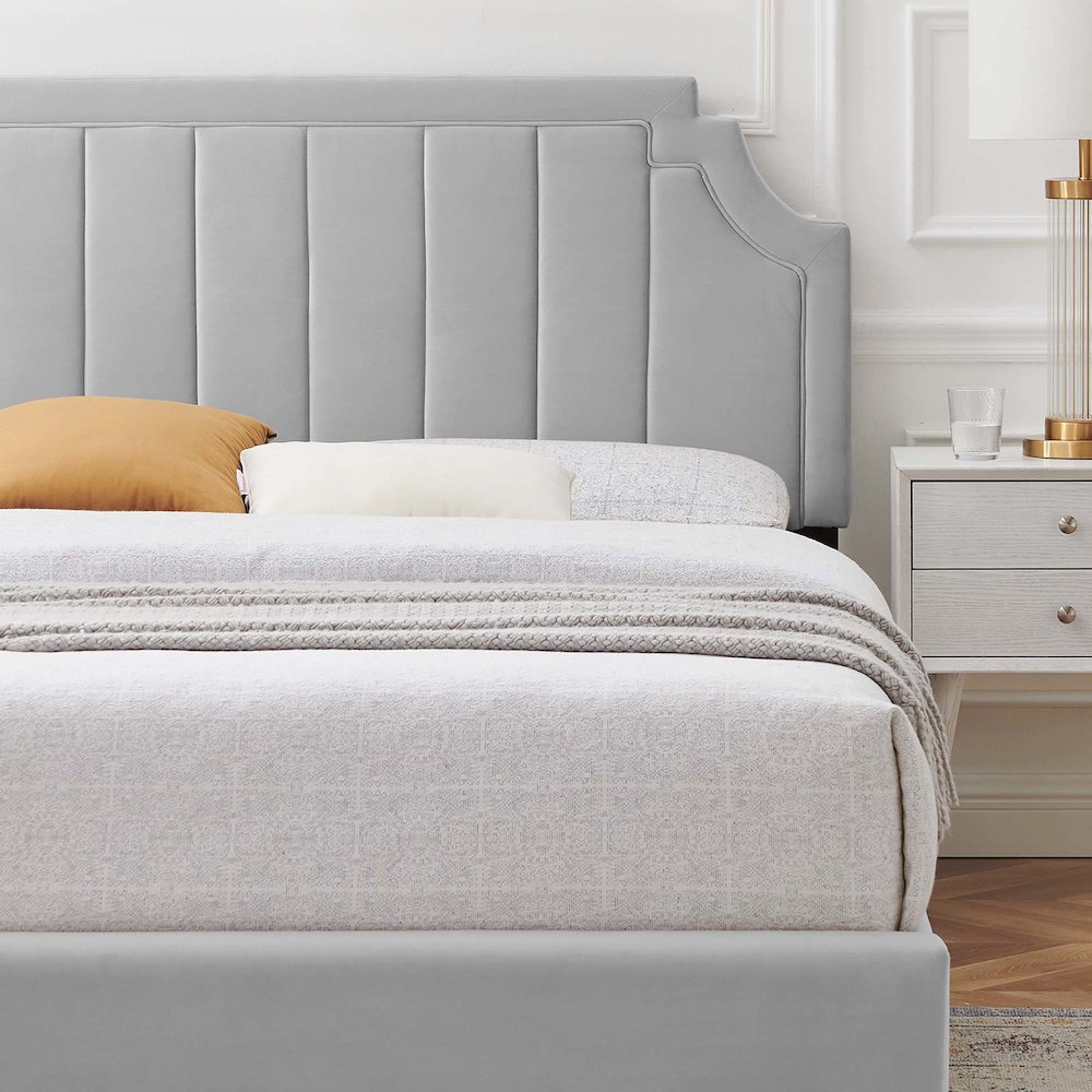 Sienna Performance Velvet Twin Platform Bed. Picture 9