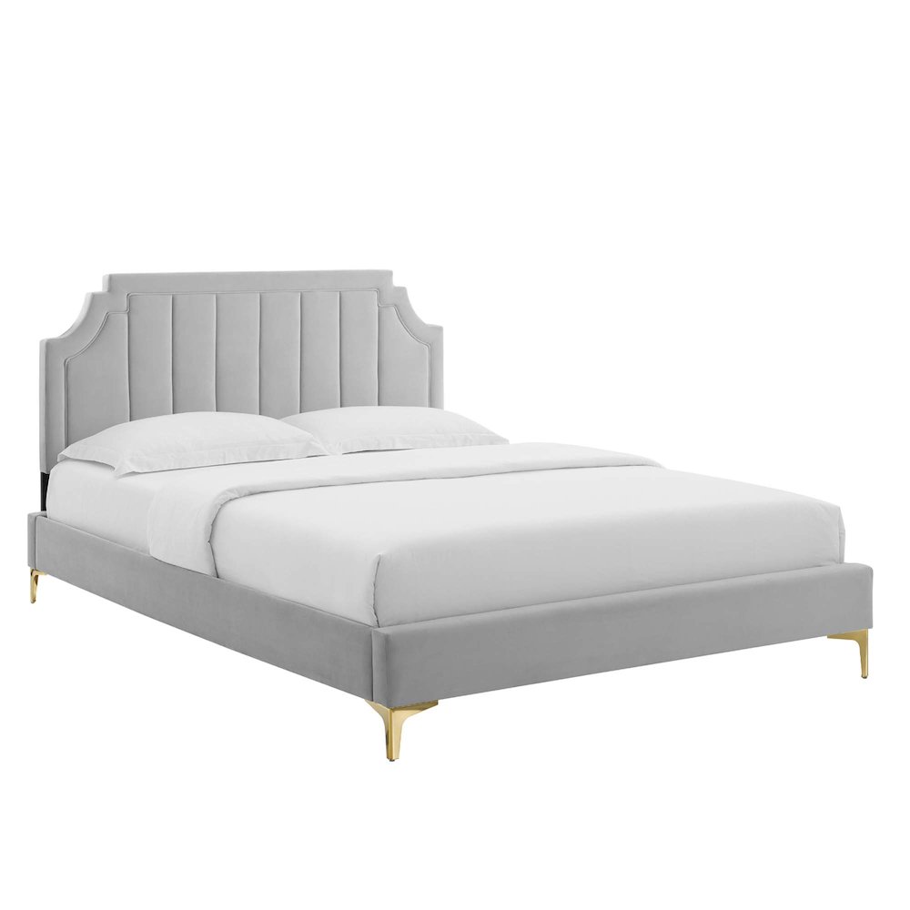 Sienna Performance Velvet Twin Platform Bed. Picture 1
