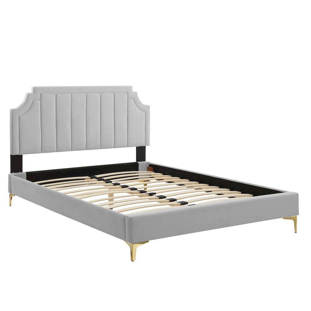 Sienna Performance Velvet Twin Platform Bed. Picture 4