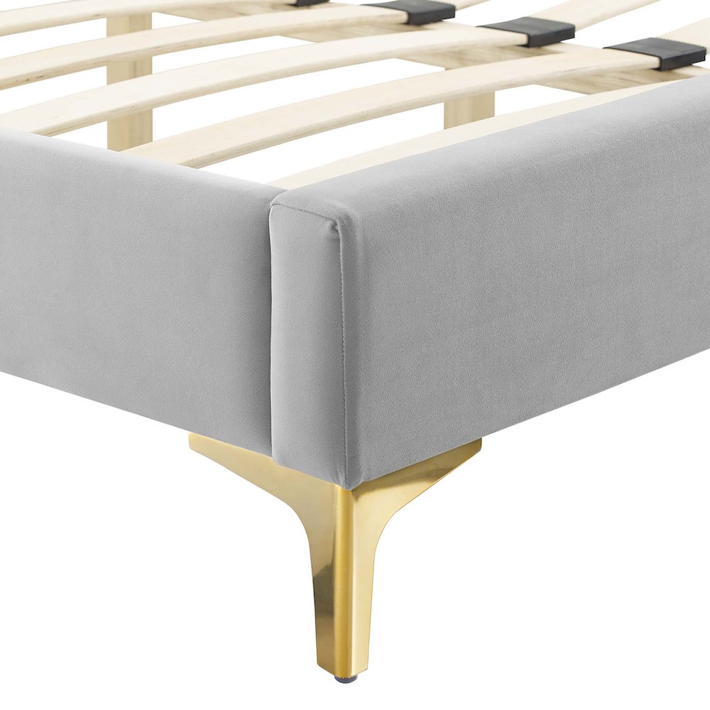 Sienna Performance Velvet Twin Platform Bed. Picture 5
