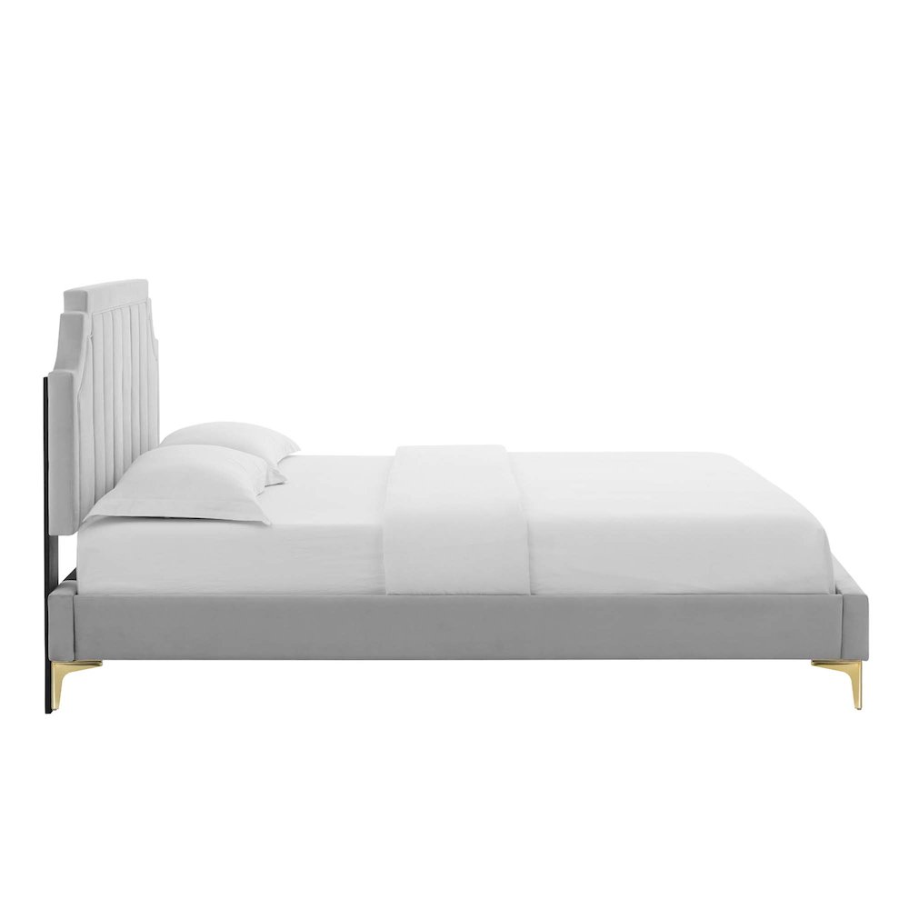 Sienna Performance Velvet Twin Platform Bed. Picture 6