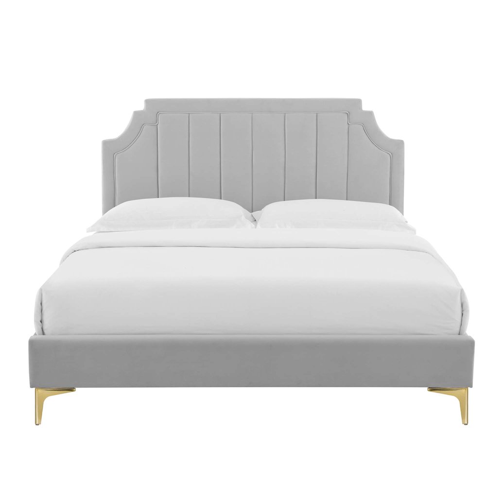 Sienna Performance Velvet Twin Platform Bed. Picture 7