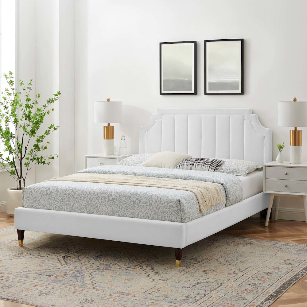 Sienna Performance Velvet Full Platform Bed. Picture 8