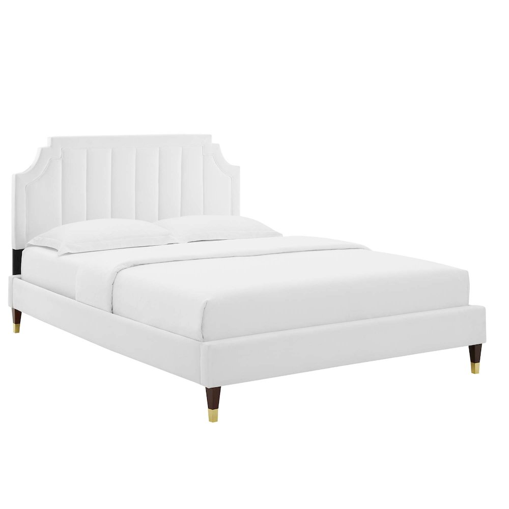 Sienna Performance Velvet Full Platform Bed. Picture 1