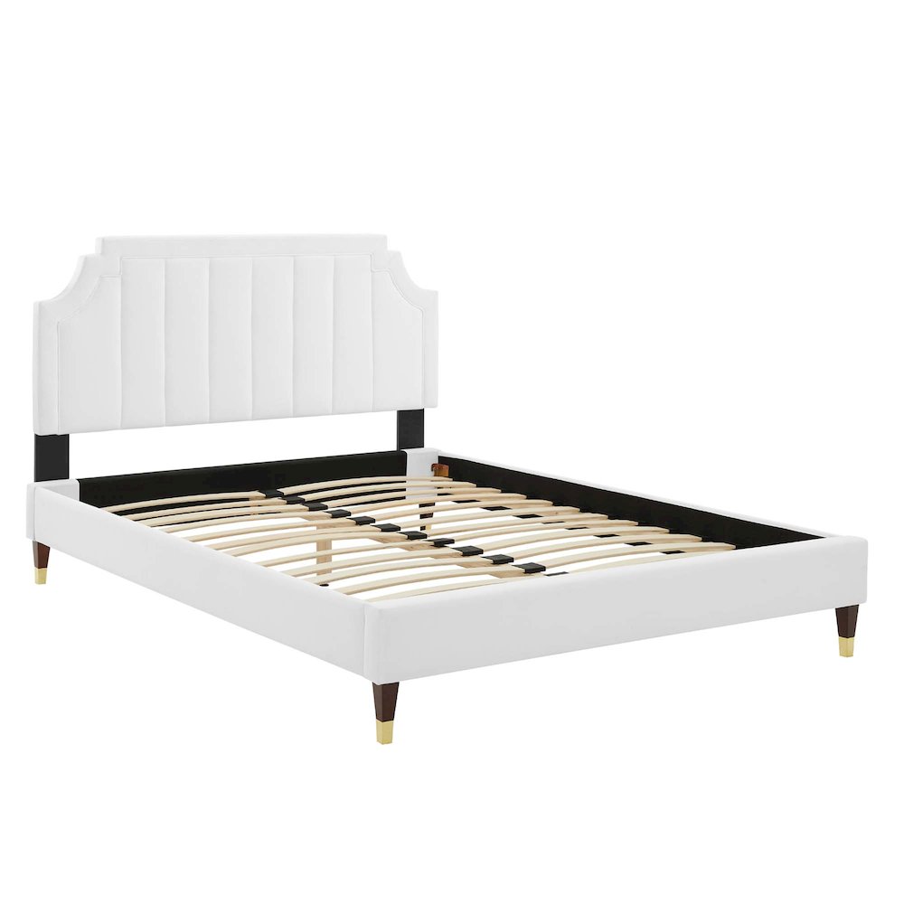Sienna Performance Velvet Full Platform Bed. Picture 4
