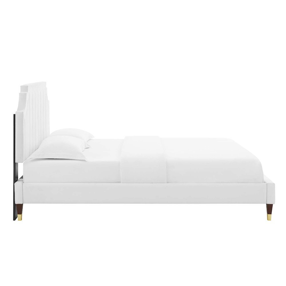Sienna Performance Velvet Full Platform Bed. Picture 6