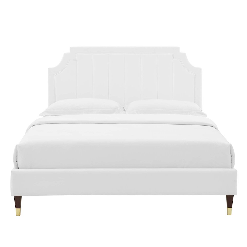 Sienna Performance Velvet Full Platform Bed. Picture 7