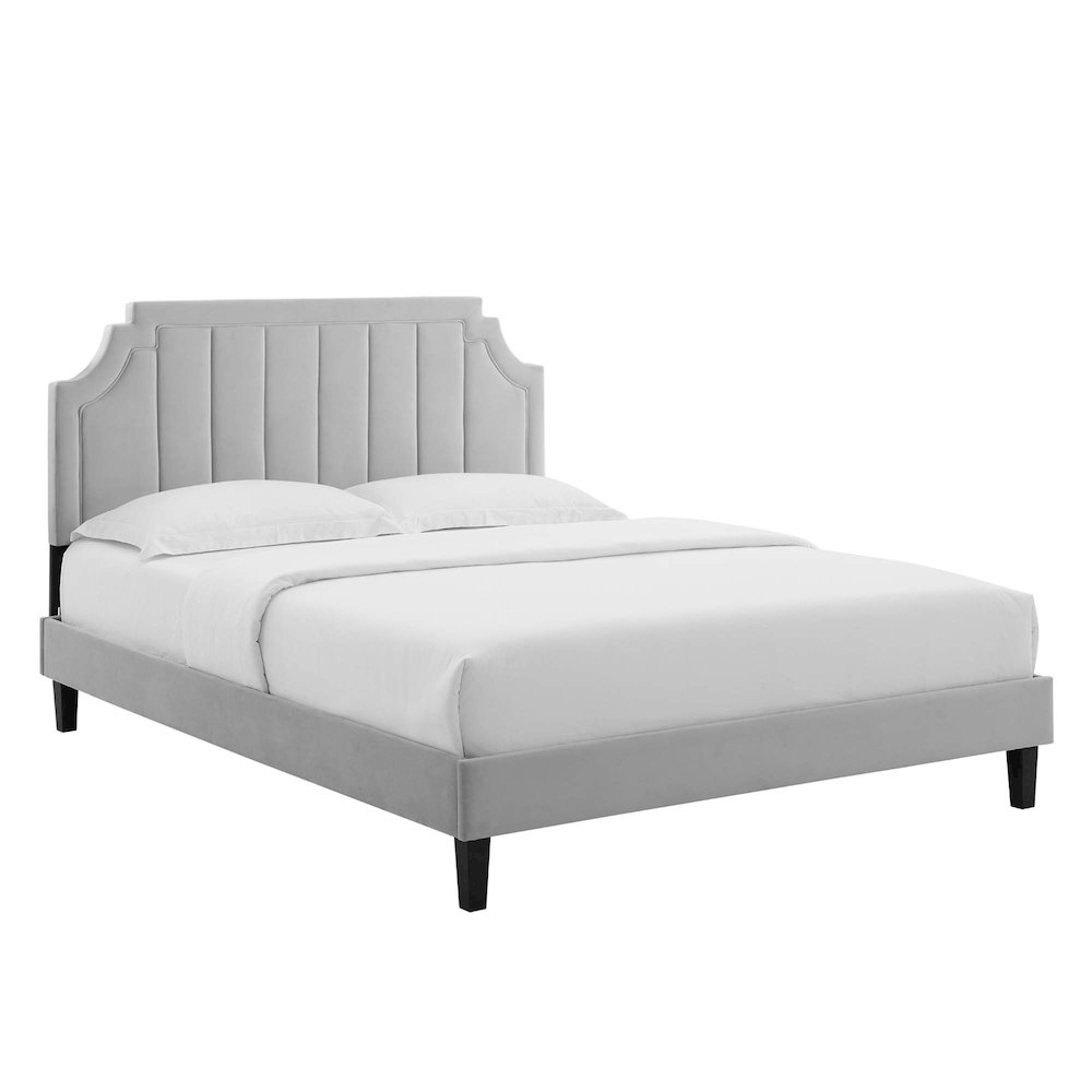 Sienna Performance Velvet Full Platform Bed. Picture 1