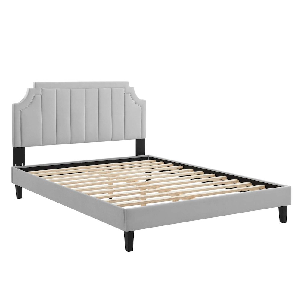 Sienna Performance Velvet Full Platform Bed. Picture 4