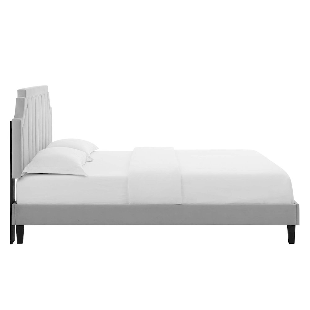 Sienna Performance Velvet Full Platform Bed. Picture 6