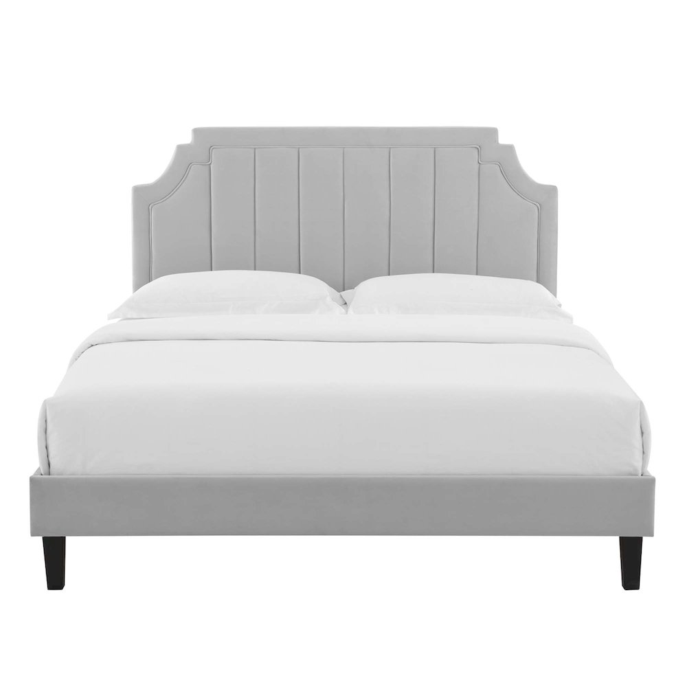 Sienna Performance Velvet Full Platform Bed. Picture 7