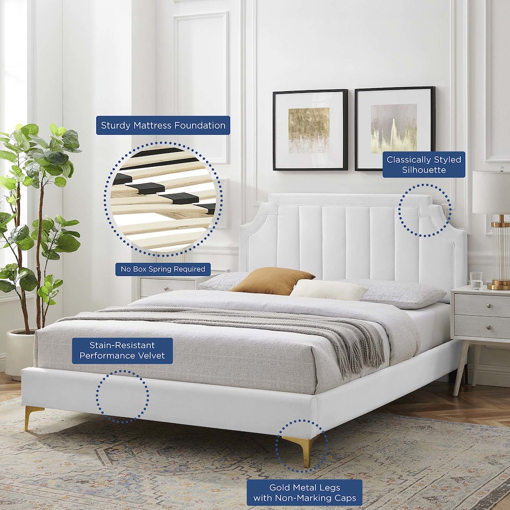 Sienna Performance Velvet King Platform Bed. Picture 9