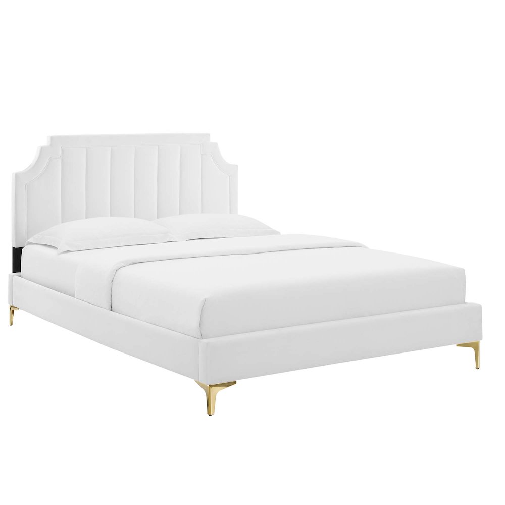 Sienna Performance Velvet King Platform Bed. Picture 1