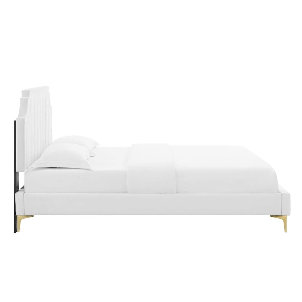 Sienna Performance Velvet King Platform Bed. Picture 6