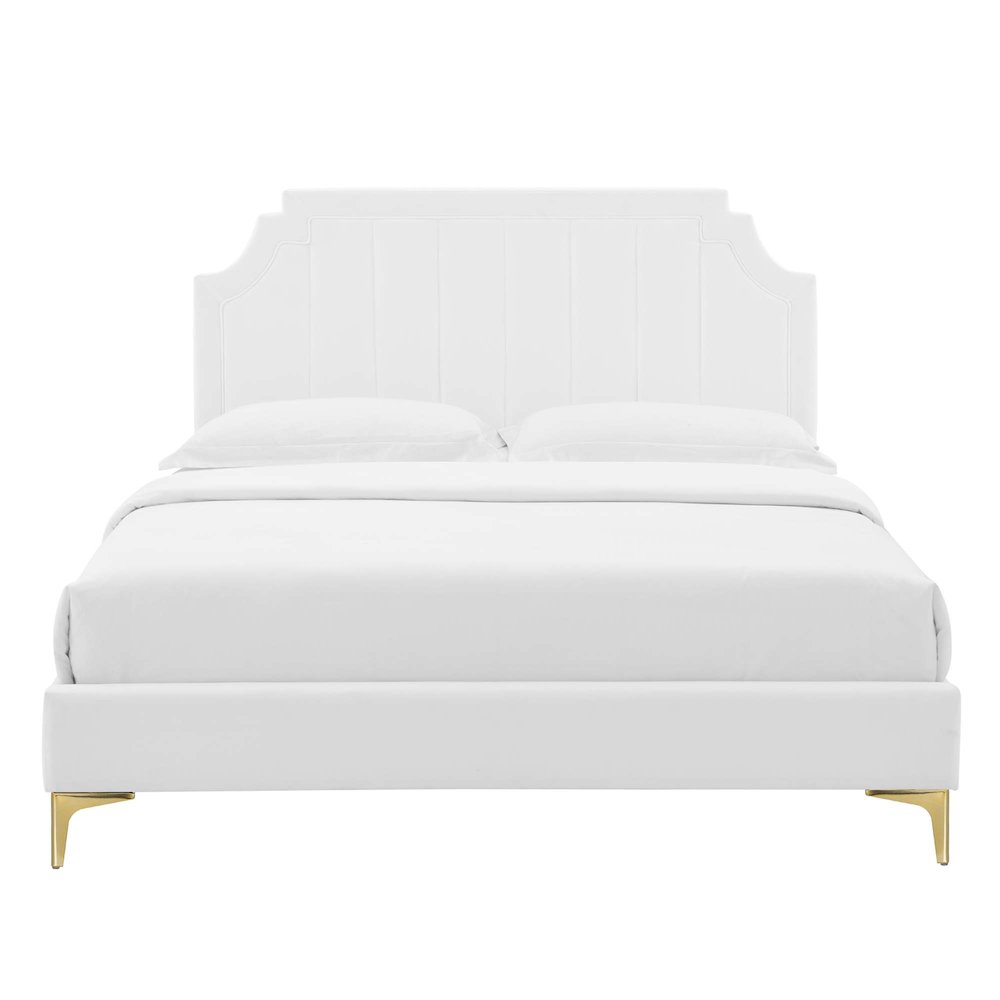 Sienna Performance Velvet King Platform Bed. Picture 7