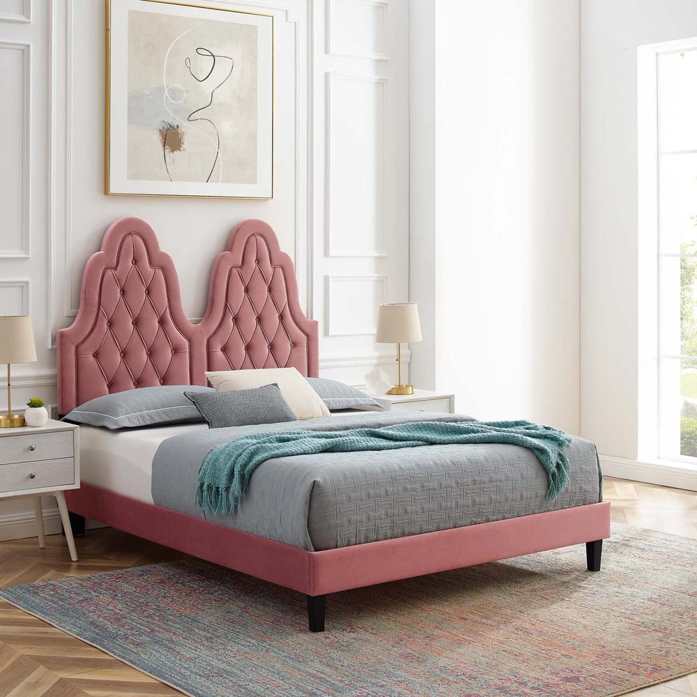 Alexandria Tufted Performance Velvet Twin Platform Bed - Dusty Rose MOD-6933-DUS. Picture 10