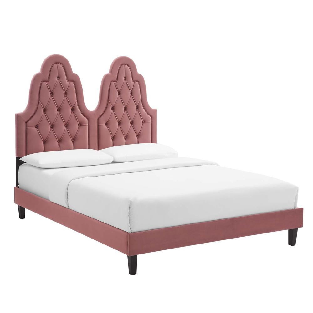 Alexandria Tufted Performance Velvet Twin Platform Bed - Dusty Rose MOD-6933-DUS. Picture 1