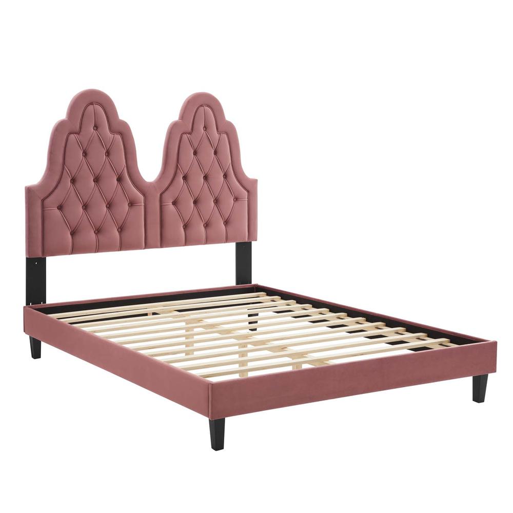 Alexandria Tufted Performance Velvet Twin Platform Bed - Dusty Rose MOD-6933-DUS. Picture 2