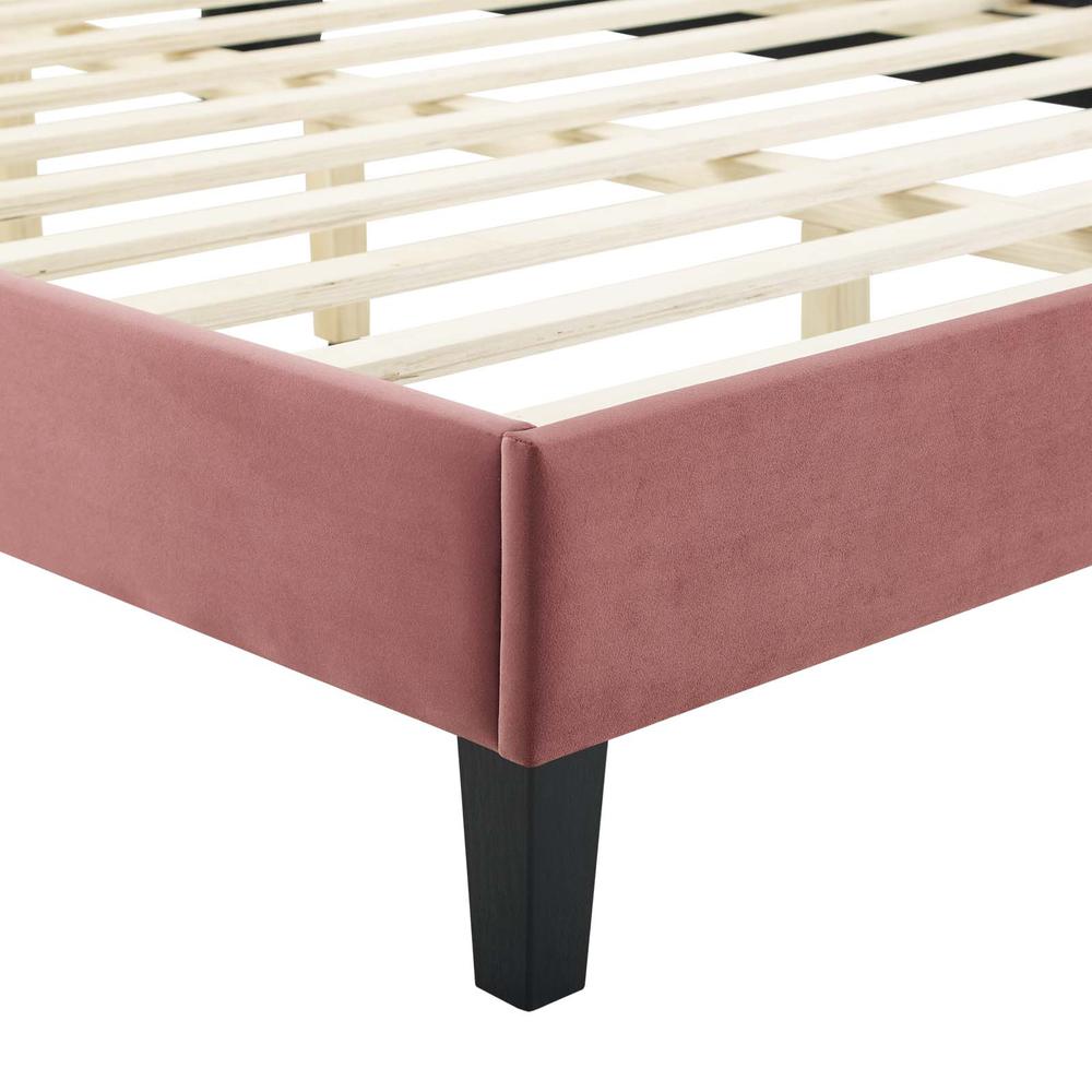 Alexandria Tufted Performance Velvet Twin Platform Bed - Dusty Rose MOD-6933-DUS. Picture 3