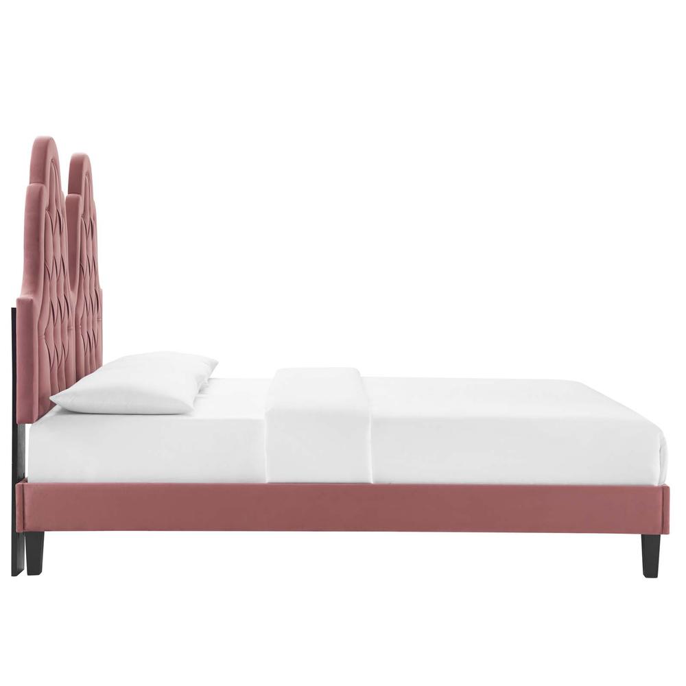 Alexandria Tufted Performance Velvet Twin Platform Bed - Dusty Rose MOD-6933-DUS. Picture 5