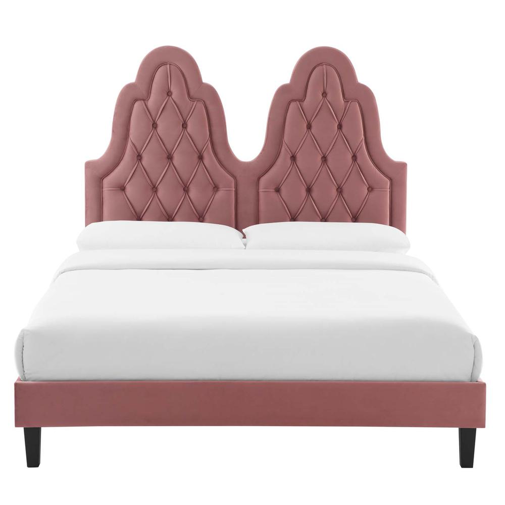 Alexandria Tufted Performance Velvet Twin Platform Bed - Dusty Rose MOD-6933-DUS. Picture 6