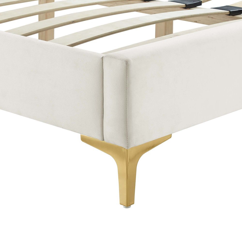 Zahra Channel Tufted Performance Velvet Queen Platform Bed. Picture 6