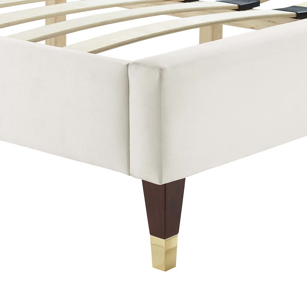 Leah Chevron Tufted Performance Velvet Full Platform Bed. Picture 6