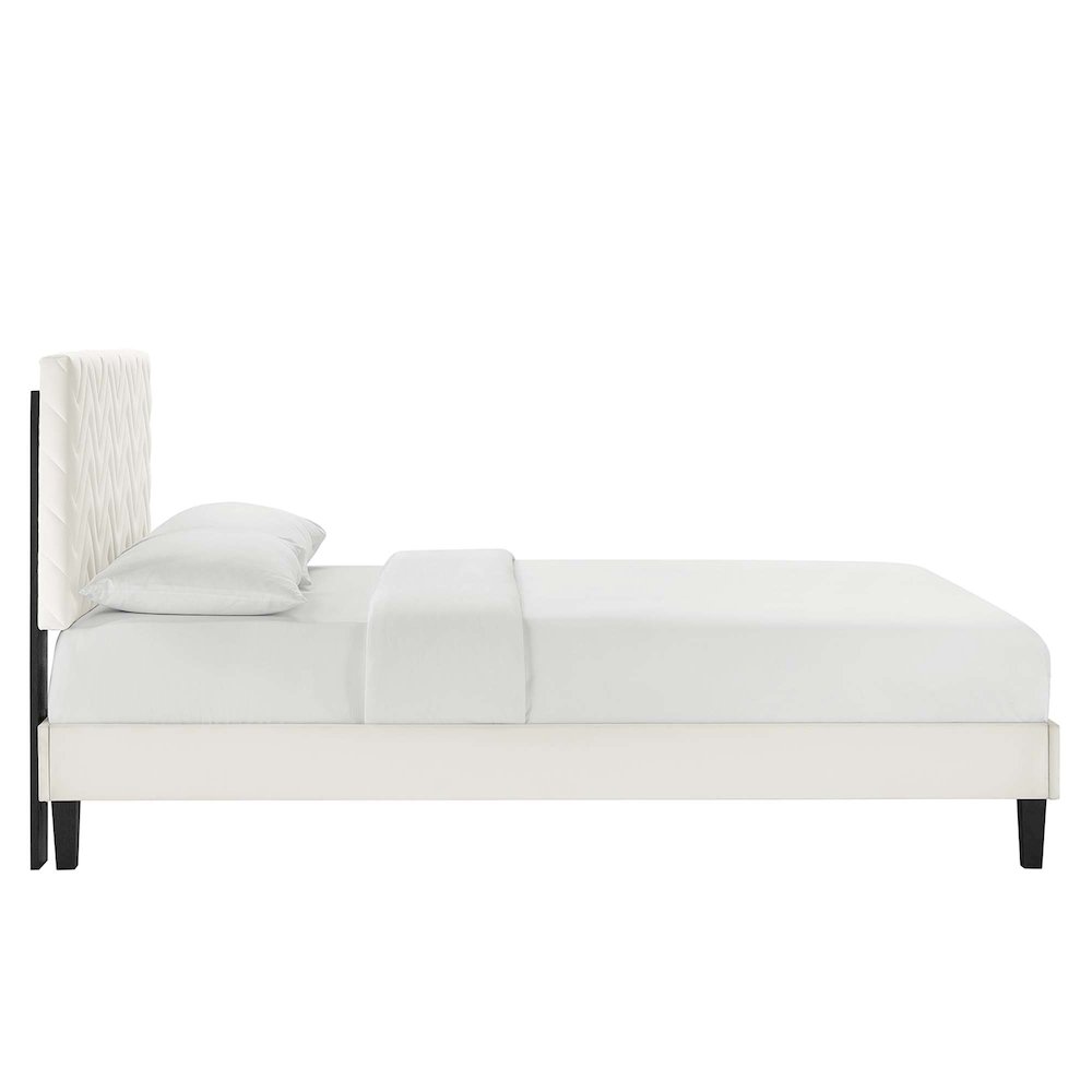 Leah Chevron Tufted Performance Velvet Full Platform Bed. Picture 3