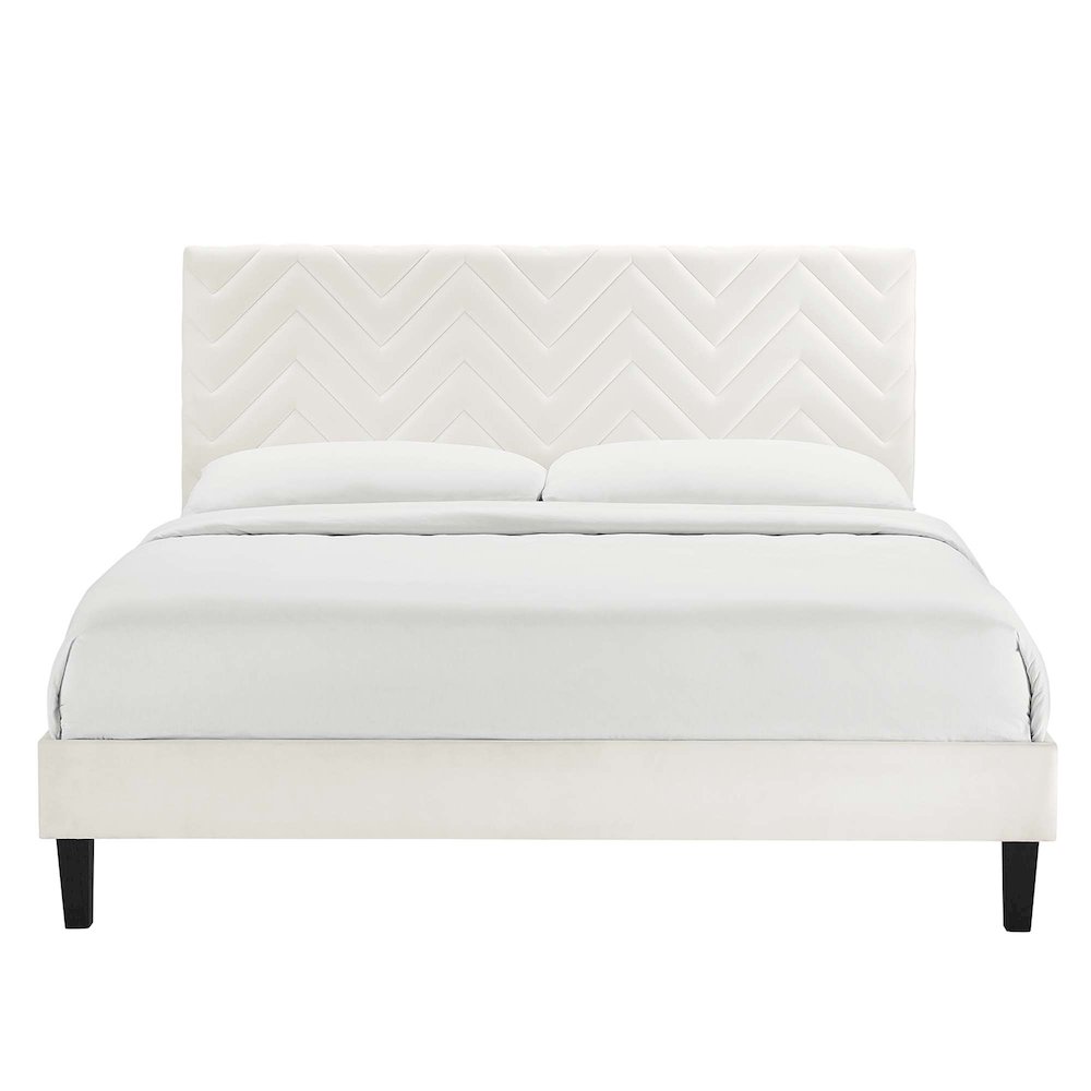 Leah Chevron Tufted Performance Velvet Full Platform Bed. Picture 4