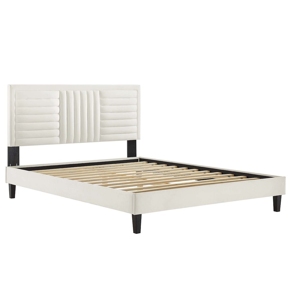 Sofia Channel Tufted Performance Velvet Full Platform Bed. Picture 5
