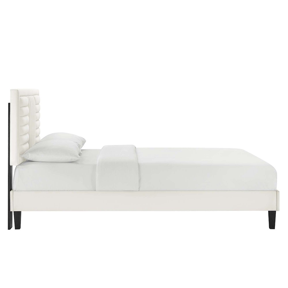 Sofia Channel Tufted Performance Velvet Full Platform Bed. Picture 4