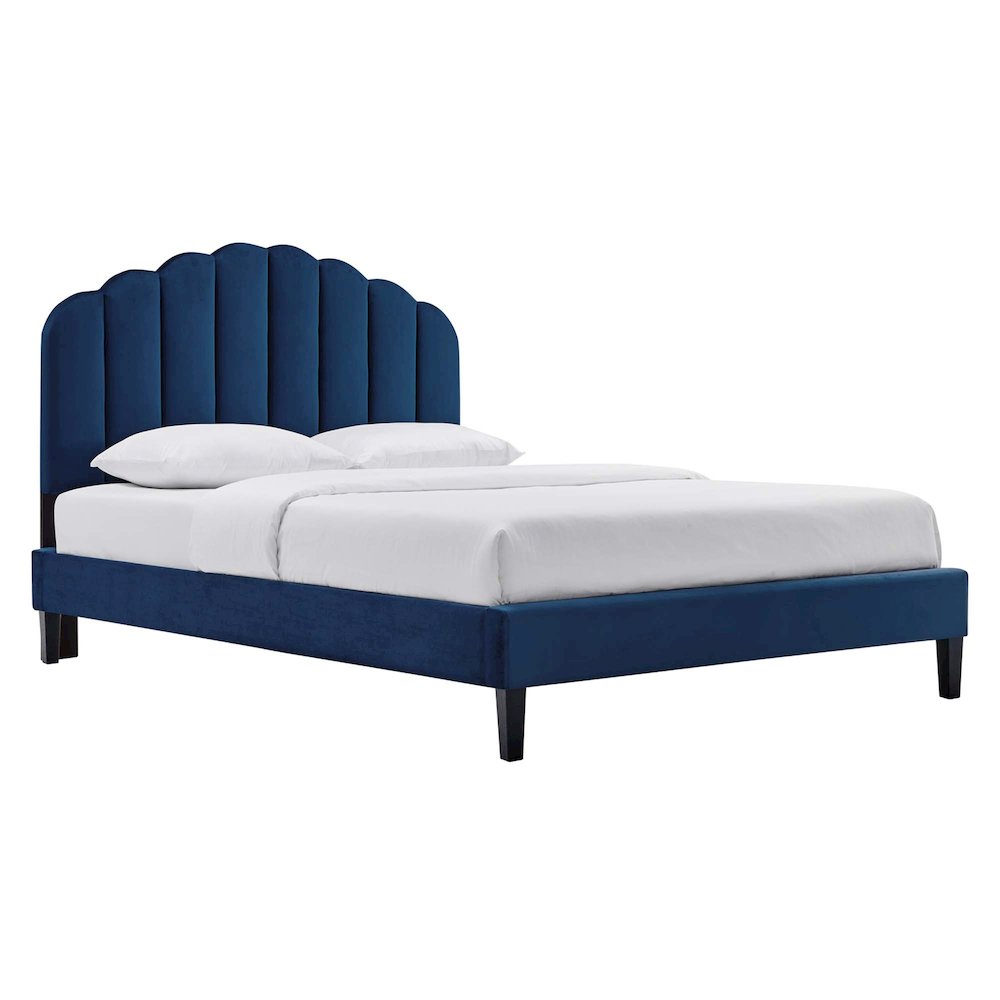 Daisy Performance Velvet Full Platform Bed. Picture 1