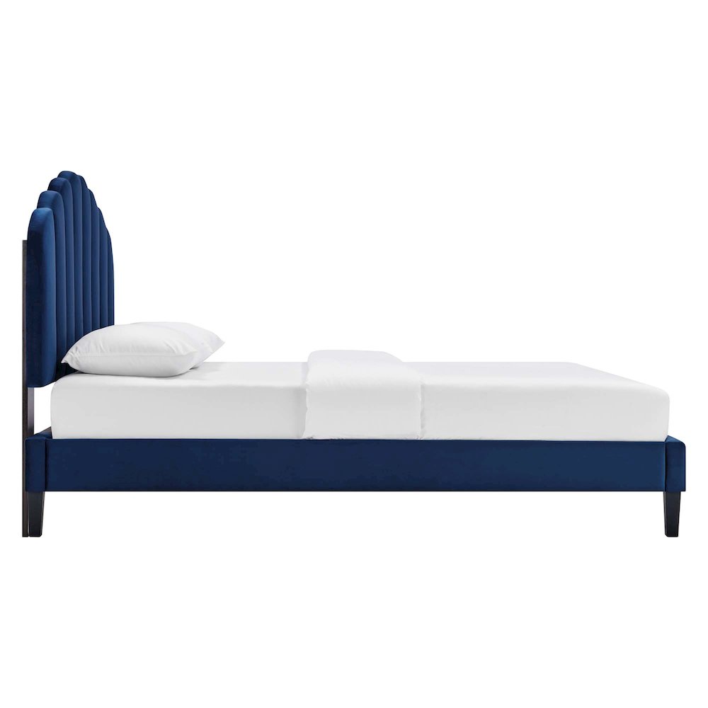 Daisy Performance Velvet Full Platform Bed. Picture 4