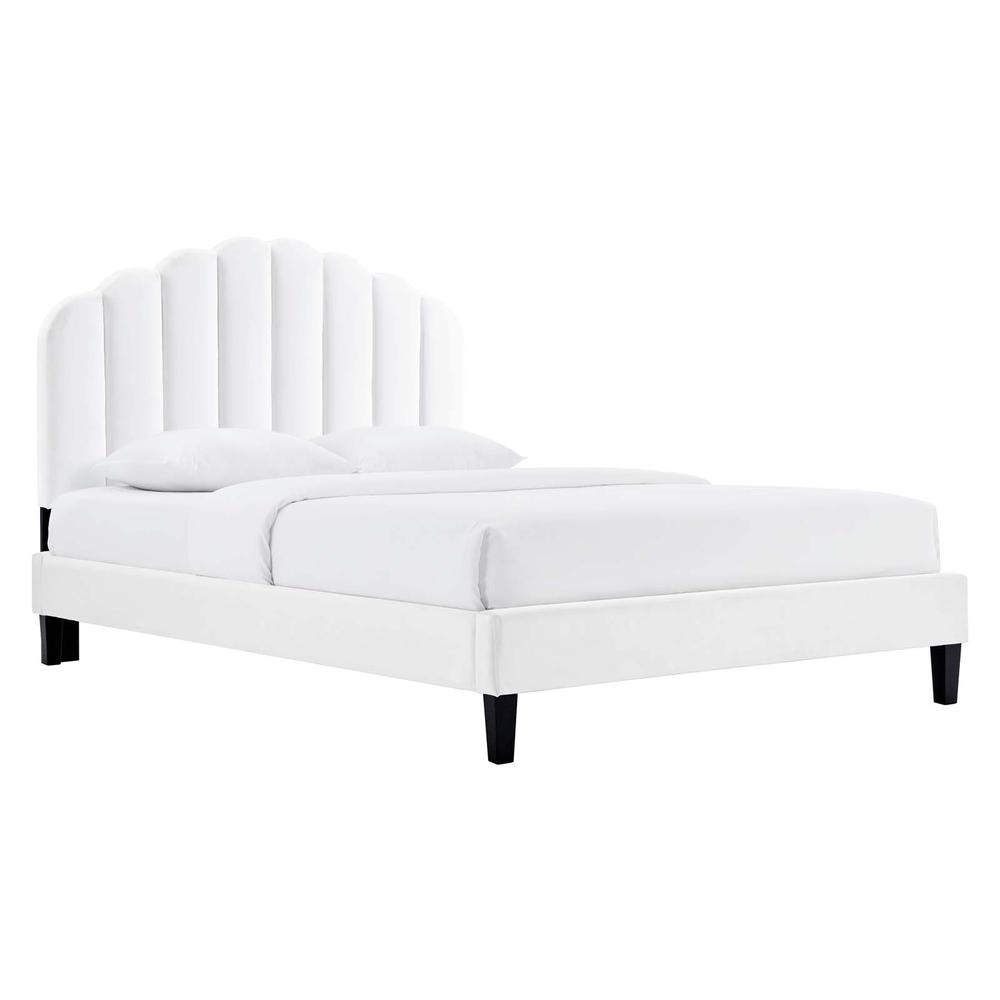 Daisy Performance Velvet Twin Platform Bed. Picture 1