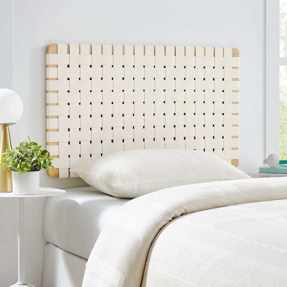 Sparta Weave Wall-Mount Vegan Leather Twin Headboard. Picture 7