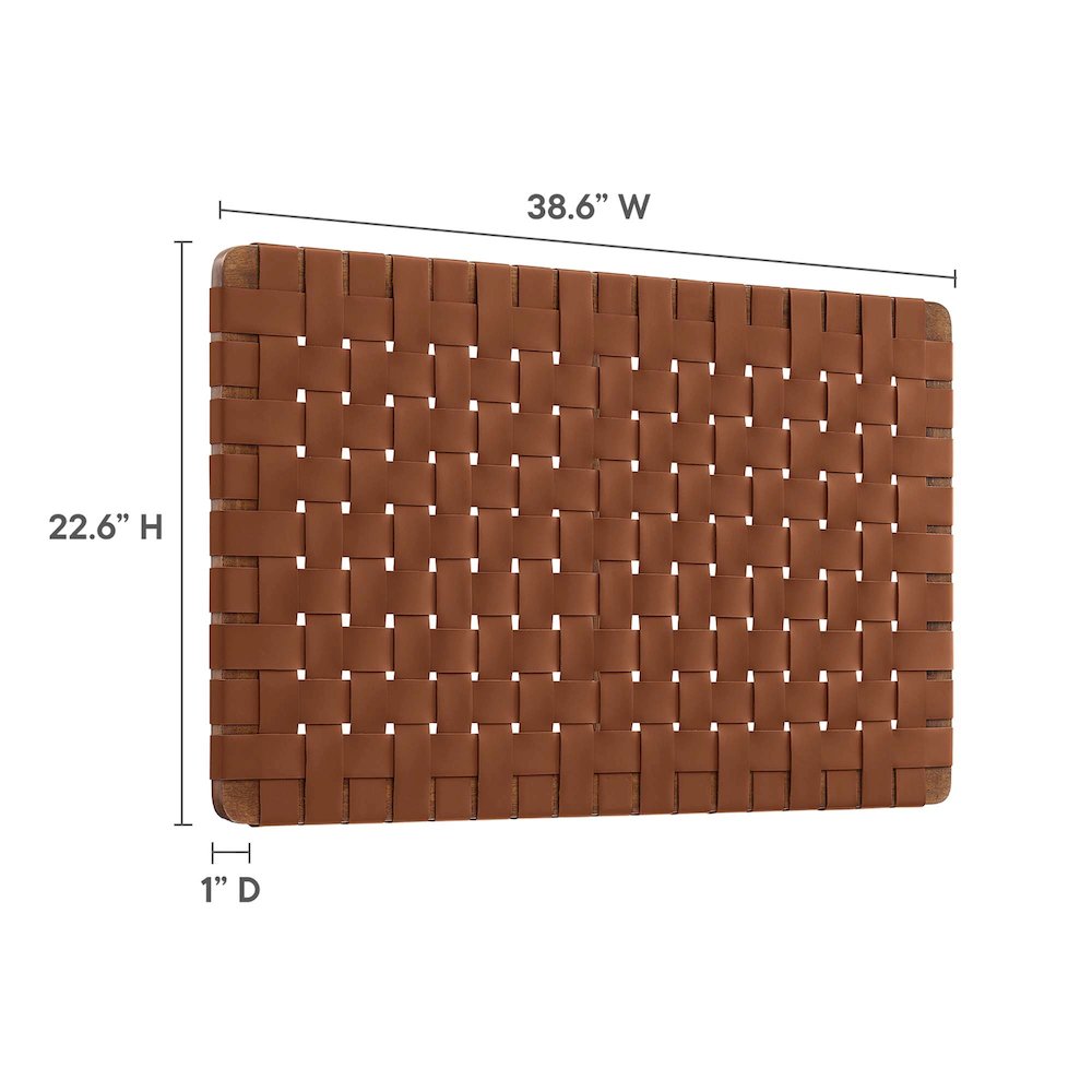 Sparta Weave Wall-Mount Vegan Leather Twin Headboard. Picture 3