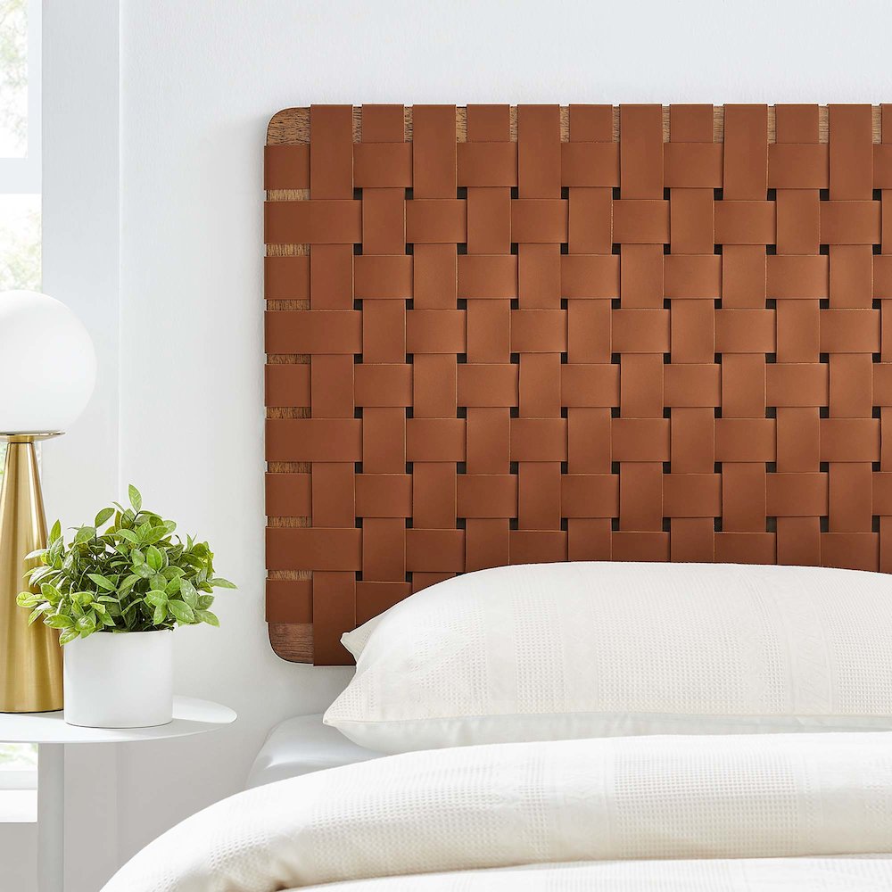 Sparta Weave Wall-Mount Vegan Leather Twin Headboard. Picture 8