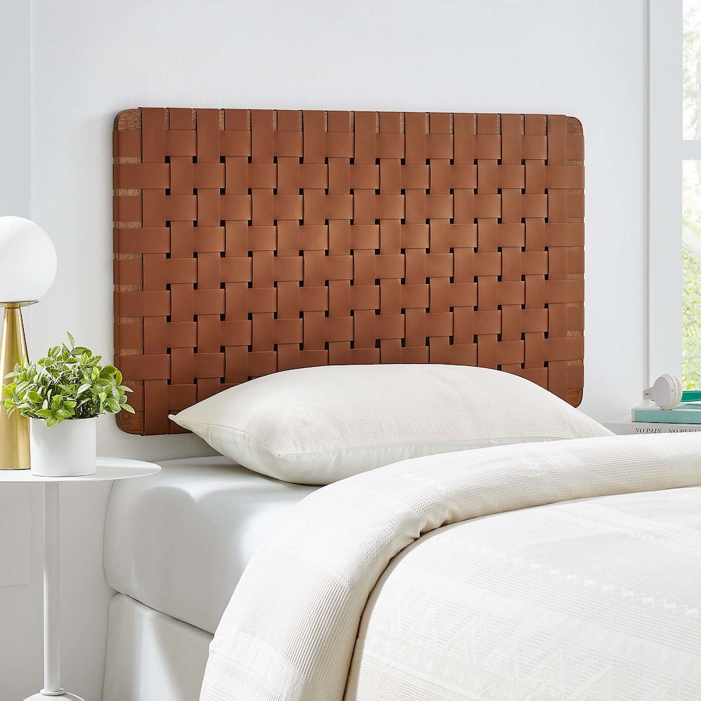 Sparta Weave Wall-Mount Vegan Leather Twin Headboard. Picture 7