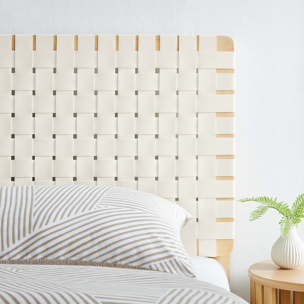 Sparta Weave Vegan Leather Twin Headboard. Picture 9