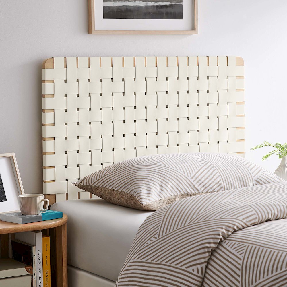 Sparta Weave Vegan Leather Twin Headboard. Picture 8