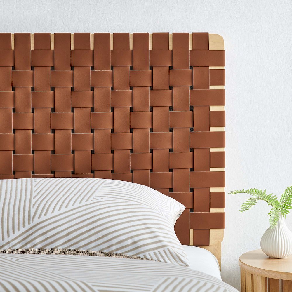 Sparta Weave Vegan Leather Twin Headboard. Picture 9