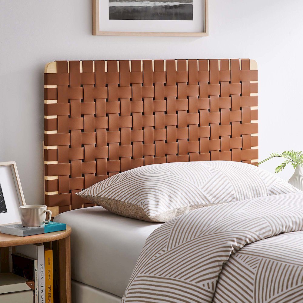 Sparta Weave Vegan Leather Twin Headboard. Picture 8