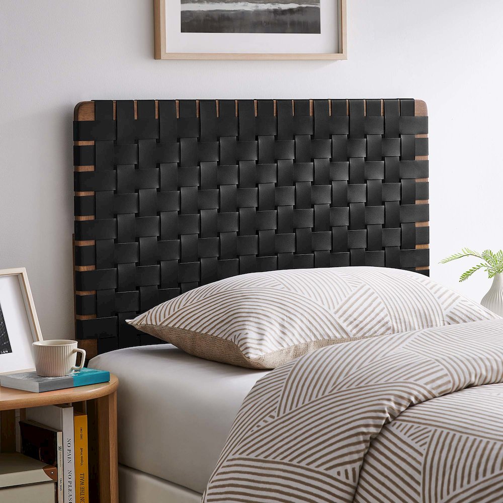 Sparta Weave Vegan Leather Twin Headboard. Picture 8