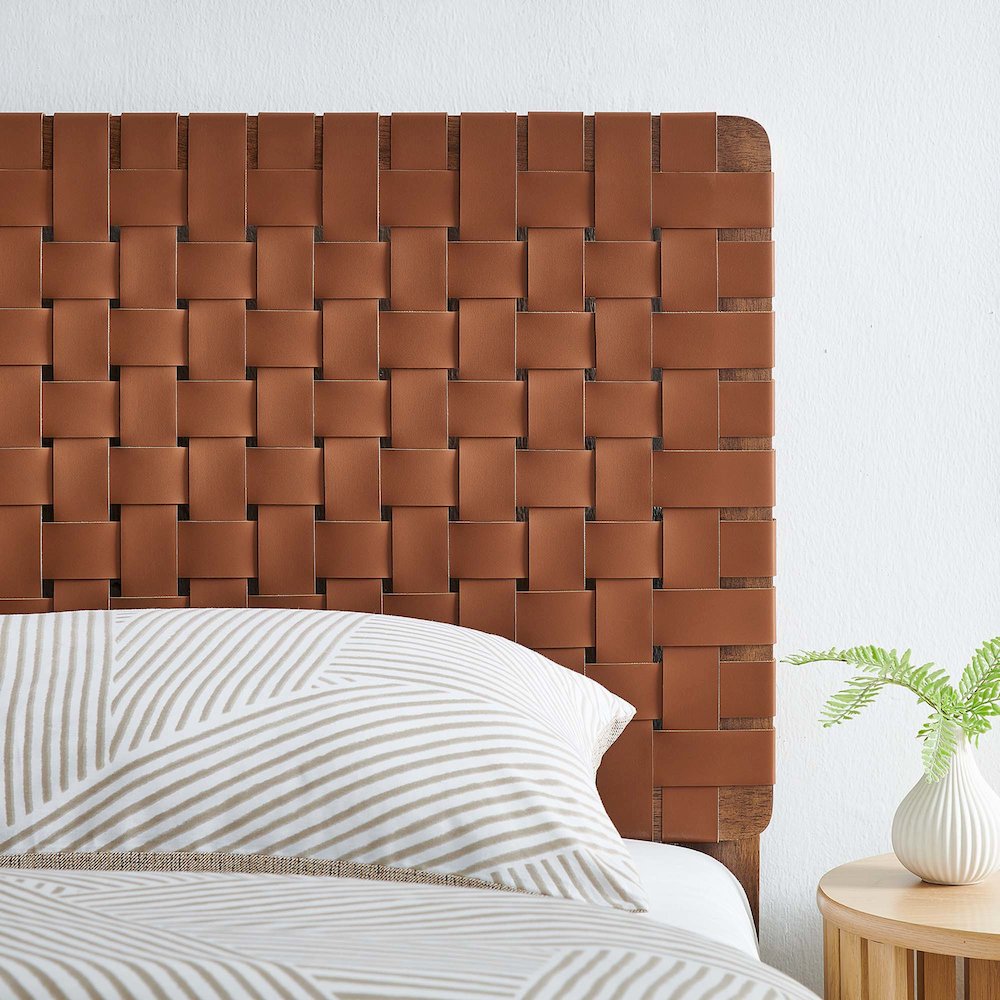 Sparta Weave Vegan Leather Twin Headboard. Picture 9