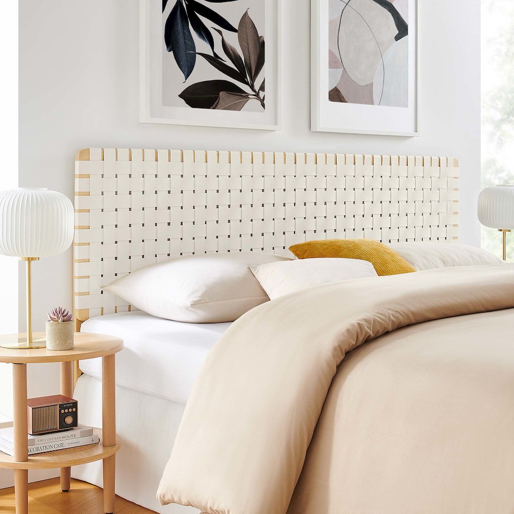 Sparta Weave Vegan Leather King Headboard. Picture 7