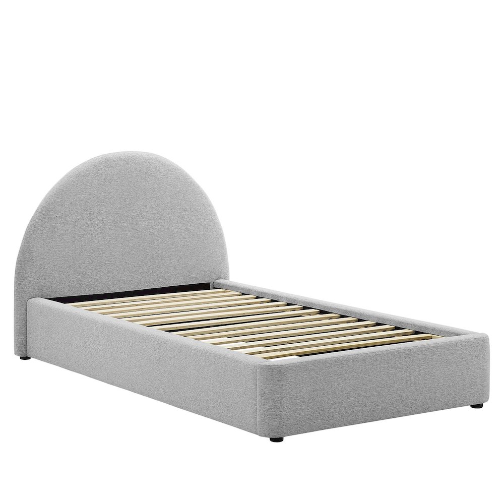 Resort Upholstered Fabric Arched Round Twin Platform Bed. Picture 4