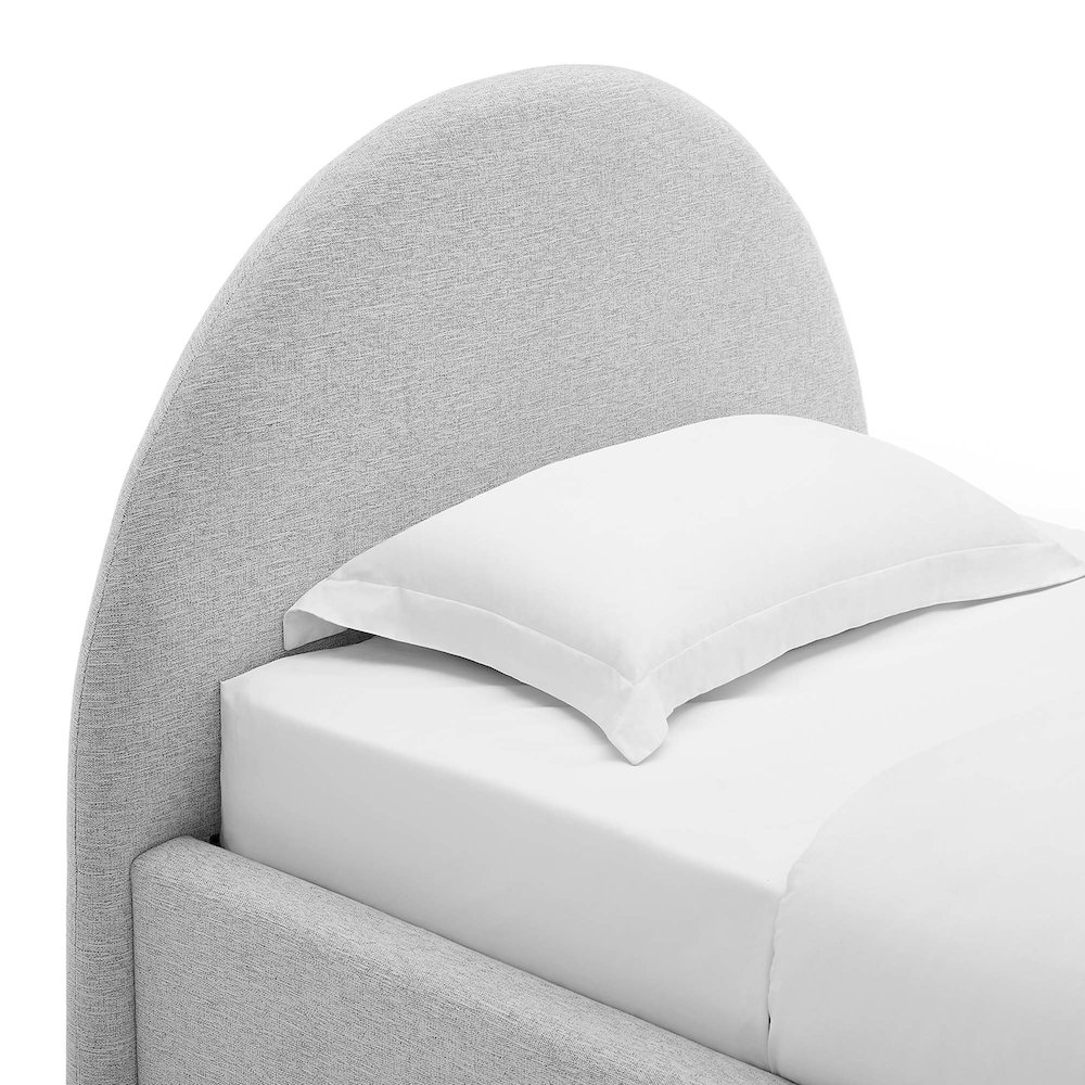 Resort Upholstered Fabric Arched Round Twin Platform Bed. Picture 7